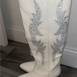 White Embellished Women's Boots